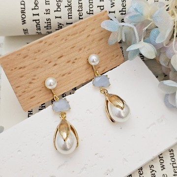 這是我的溫柔 x 藍蛋白 - 夾式耳環 針式耳環 不鏽鋼耳環