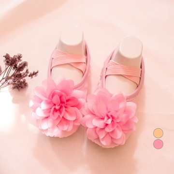 禮服屋 女童花朵彈性芭蕾舞鞋 1702VA  195mm  粉紅色