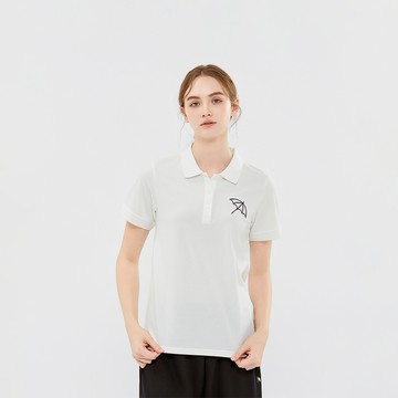 女裝-經典大傘LOGO刺繡短袖POLO衫-白色