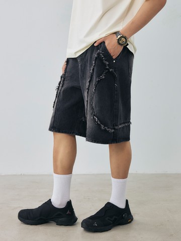 抽鬚造型牛仔短褲