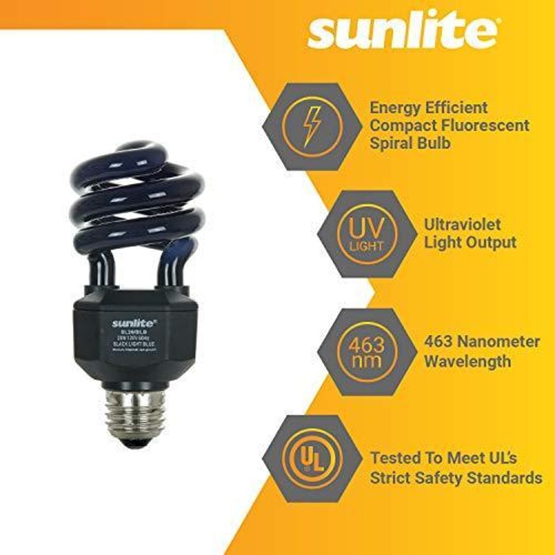 Sunlite SL20/BLB CFLらせん電球 20ワット 省エネ 並形口金 ブラック