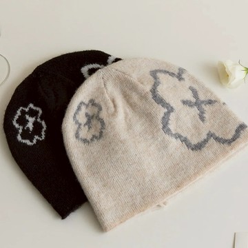 【BONNY&READ飾品】幸運小花針織毛帽 / 2色 羊毛 冷帽 保暖 冬季 初春 穿搭配件