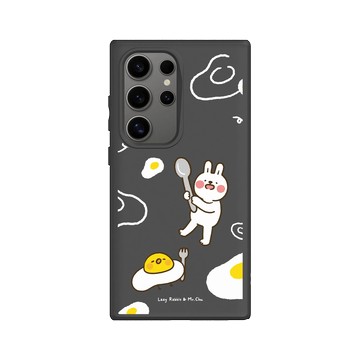 Galaxy S24 Ultra SolidSuit 黑 - 懶散兔與啾先生 Lazy Rabbit and Mr.Chu - 荷包蛋