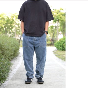 【AMERO】男女款 水洗牛仔褲 錐形褲 情侶裝