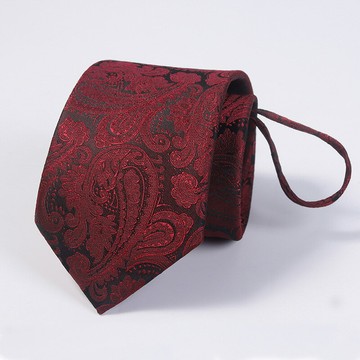 紅色免打結領帶男士結婚易拉得喜慶婚禮領帶懶人拉鏈酒紅色領帶男