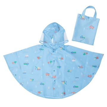 akachan honpo - 短斗篷式雨衣-車子-藍色 (80~95cm)