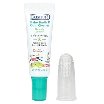 Dr. Talbot's, 帶牙齦按摩器的嬰兒牙齒牙齦清潔器，0 個月以上，香草牛奶味，2 件套