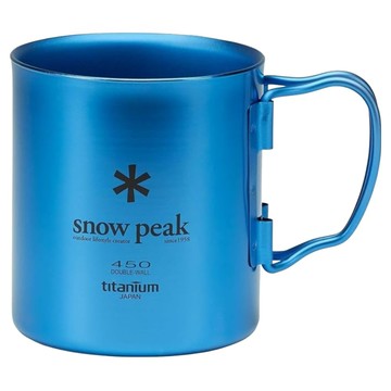 snow peak 雪諾必克 鈦金屬雙層杯 450 MG-053  藍色  1個