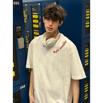 重工重磅刺繡~280G字母美式潮牌短袖t恤男款夏季情侶裝中學生上衣