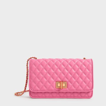 菱格鍊條手拿包