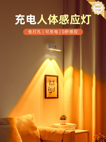 【免打孔磁吸】無線壁燈 床頭燈 夜燈 氛圍燈 感應燈 射燈 臥室燈 磁吸安裝 人體感應 遙控調光 三色變光 充電式 臥室床頭/走廊/衣櫃