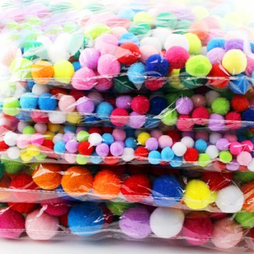 diy兒童創意手工制作材料 大小混裝高彈彩色裝飾品金蔥毛絨球