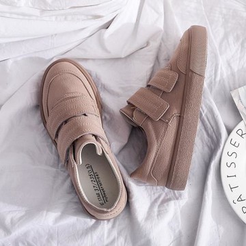 2025春季新款魔術貼帆布女鞋小白鞋學生韓版原宿ulzzang百搭板鞋