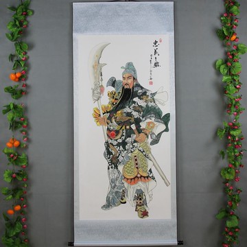 新品字畫關公畫像國畫古玩人物畫仿古名畫書房客廳掛墻  關羽像