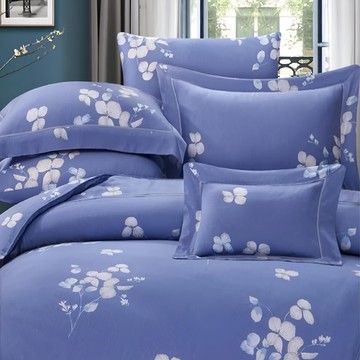 60支 100%天絲 薄床包兩用被4件組  雙人加大  蘿蔓菲 紫色  加大床包 + 兩用被套 + 薄枕套2個