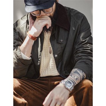 馬登工裝 美式復古Spey油蠟釣魚夾克vintage做舊戶外翻領外套男春