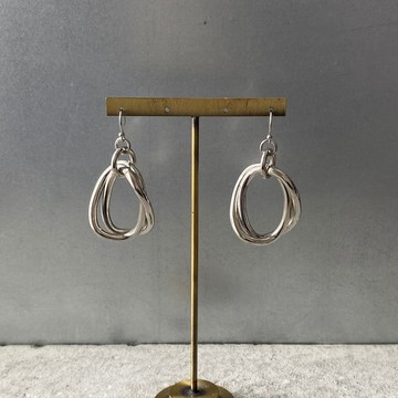 Vintage 90s-00s USA retro silver tone double ring pierce