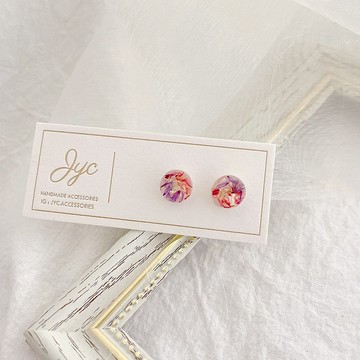 美夢網 手工真花乾燥 UV樹脂耳環/耳夾穿搭配件