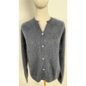 LR003-D03 純羊絨拉絨風格小圓V領開衫小香風