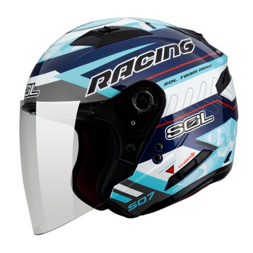 【入門首選】SOL SO7  急速先鋒 藍灰白藍 3/4罩安全帽