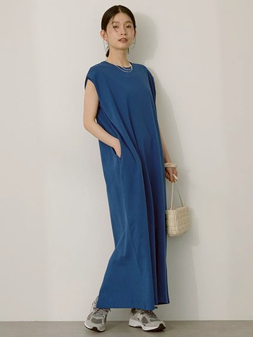 雙肩抓褶設計休閒長版洋裝(0H000327300) - AMERICAN HOLIC