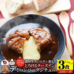 チーズインデミハンバーグシチュー 220g×3食セット チーズイン ハンバーグ 肉 牛肉  ホワイトデー 新生活 ギフト 食品 お祝い デミグラ