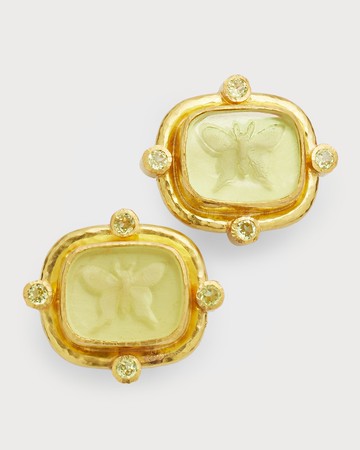 Butterfly Intaglio Clip/Post Earrings, Crystal