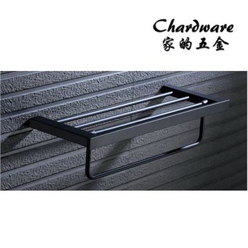 【家的五金】T6400-1 304不鏽鋼方管 霧黑浴巾架 60cm / 浴巾架.置衣架.毛巾架.消光黑.工業風.衛浴配件.毛巾桿.置物架