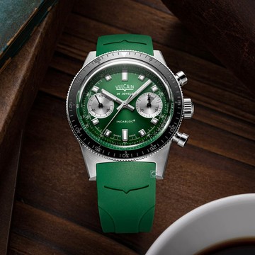 VULCAIN 窩路堅  Skindiver 限量版 森林綠計時碼錶機械錶-590176BK7.BAR253