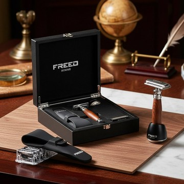 【FREED】雙刃刮鬍刀尊爵禮盒 仿胡桃木 客製化刻字 男生 父親節