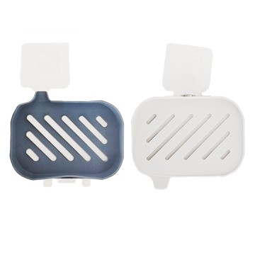 壁掛式肥皂盒 導水口  藍色 + 白色  1組