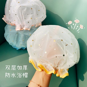 加厚雙層浴帽防水沐浴帽淋浴頭套帽防油煙帽子女士兒童款洗澡發套