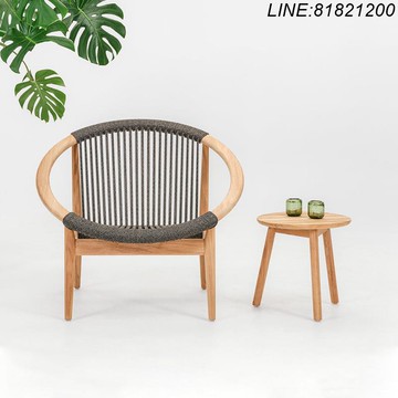 免運 快速發貨戶外露臺泳池海邊庭院休閑藤編單人沙發室外實木柚木防水防曬家具 支持訂製 廠家優勢