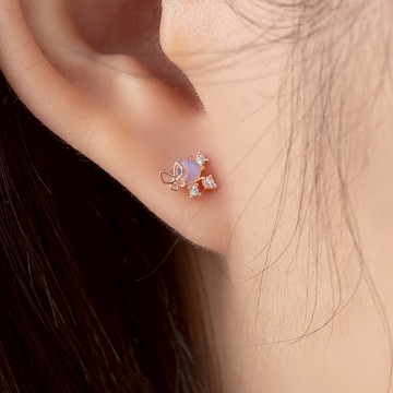 幻彩舞蝶316醫療鋼針單支耳環(2色)-A40037