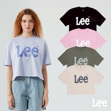 Lee 大LOGO短版寬鬆短T 女 紫色 粉色 卡其 軍綠 黑色 LB502059