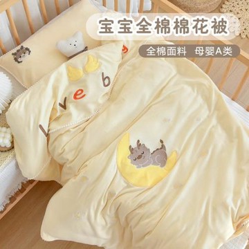 新生嬰兒純棉被子秋冬加厚棉花寶寶蓋被幼兒園兒童四季通用小被子