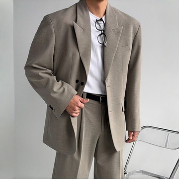 正韓極簡挺面寬版兩粒扣休閒西裝外套 3色 YUPPIE 預購商品 0413