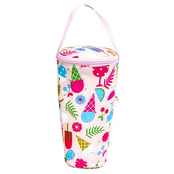 保冰保溫吸管杯套 加厚錫膜 便攜手提  粉色冰淇淋  1組