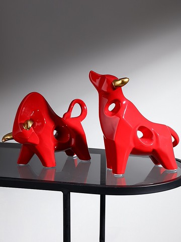 創意新年紅招財牛氣沖天吉祥物家居裝飾品北歐酒柜工藝品客廳擺件