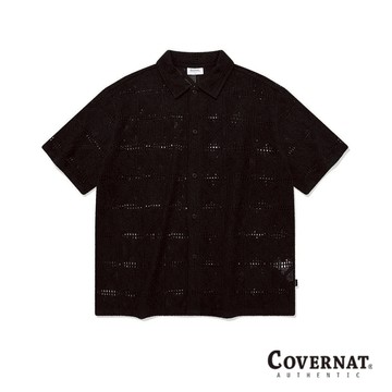 [COVERNAT]  針織開領短袖襯衫（黑色） [G8]