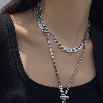 4.15小寶S925銀皇冠坦克鏈項鏈女輕奢小眾設計感高級冷淡風鎖骨鏈