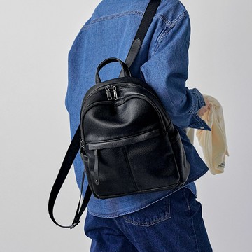 ADDEDIT 女性真皮德魯伊後背包  黑色  FRE(28 x 30 x 14.5cm)