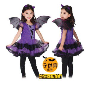 ハロウィン 衣装 コスプレ 子供 女の子 ワンピース コウモリ 魔女