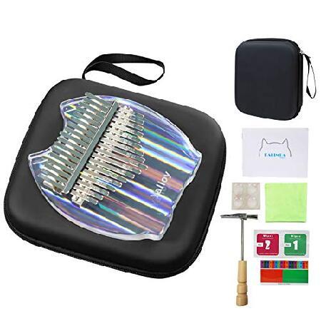 Kalimba Thumb Piano 17 keys, Upgraded Rainbow Crystal Clear Kalimba, Acrylic Mbira Finger Piano with EVA Bag, Musical Instrument Gifts for Kids Adult