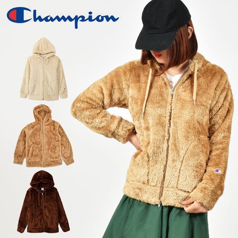 フリース ジャケット Champion チャンピオン ZIP WOODED JACKET レディース もこもこ モコモコ ボア フルジップ パーカー  cwl604 通販 LINEポイント最大0.5%GET | LINEショッピング