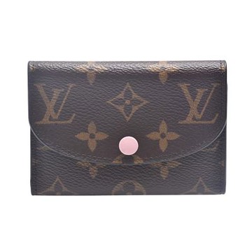 LV  M62361 經典ROSALIE Monogram花紋信封式零錢包(粉釦-芭蕾粉色)