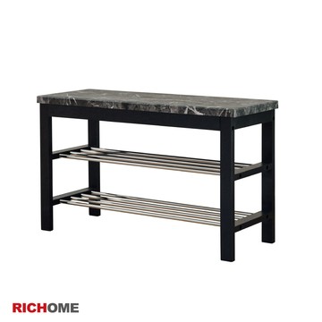 RICHOME大理石紋路穿鞋椅-黑色