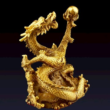 銅龍擺件開光純銅盤龍單龍戲珠家居工藝品風水擺設大號招財鎮宅龍