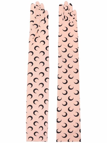 Marine Serre - Moon print gloves - women - Recycled Elastane/Recycled Polyamide - One Size - Pink