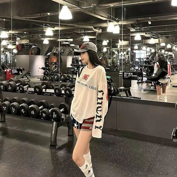 美式復古字母印花長袖T恤女寬鬆微透防曬罩衫休閒慵懶上衣韓版百搭綁帶薄款罩衫 防曬衣長袖罩衫 空調寬松上衣